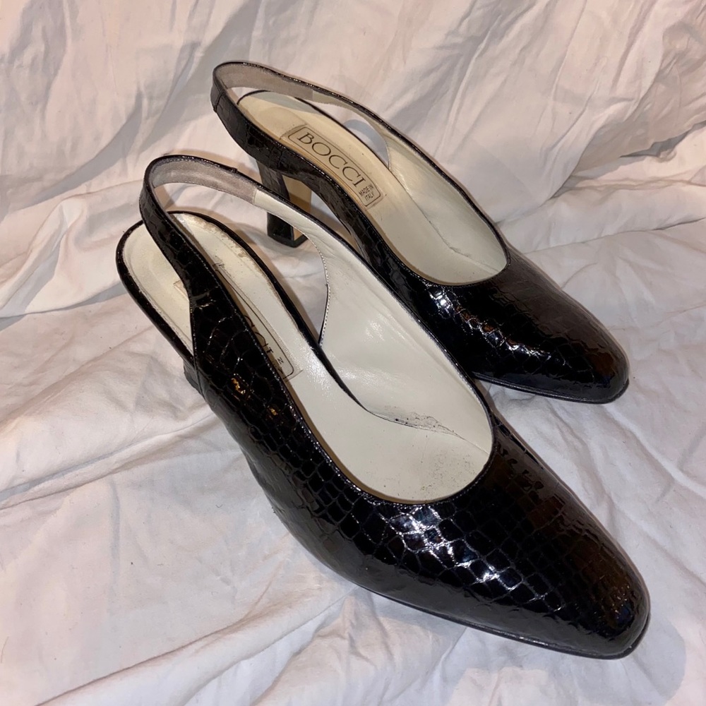Black Bocci leather kitten heels